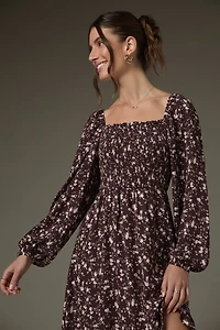Morgan Ditsy Pattern Smocked Upper Maxi Dress