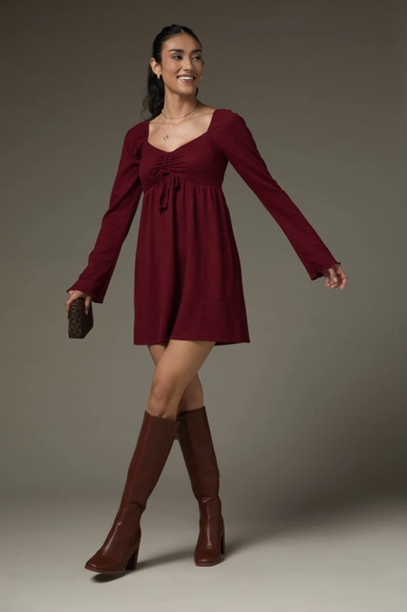 Susie Cinch Front Long Sleeve Mini Dress
