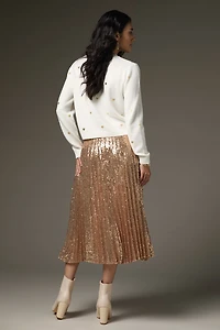Dana Allover Sequin Pleated Midi Skirt