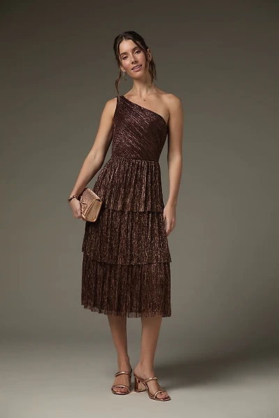 Eleanor One Shoulder Tiered Midi Dress