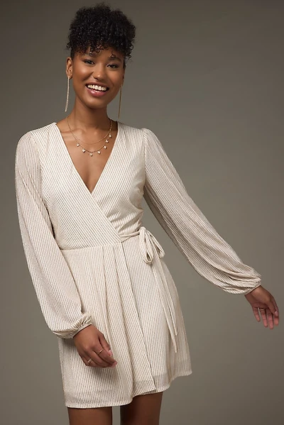 Claudia Glitter Knit Wrap Mini Dress