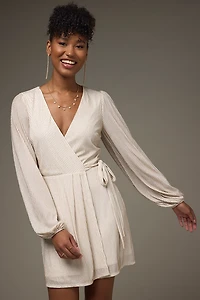 Claudia Glitter Knit Wrap Mini Dress