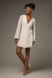 Claudia Glitter Knit Wrap Mini Dress