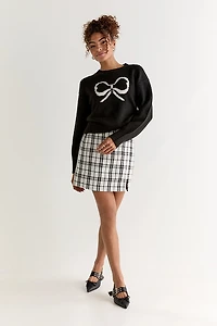 Gale Black And White Plaid Mini Skirt