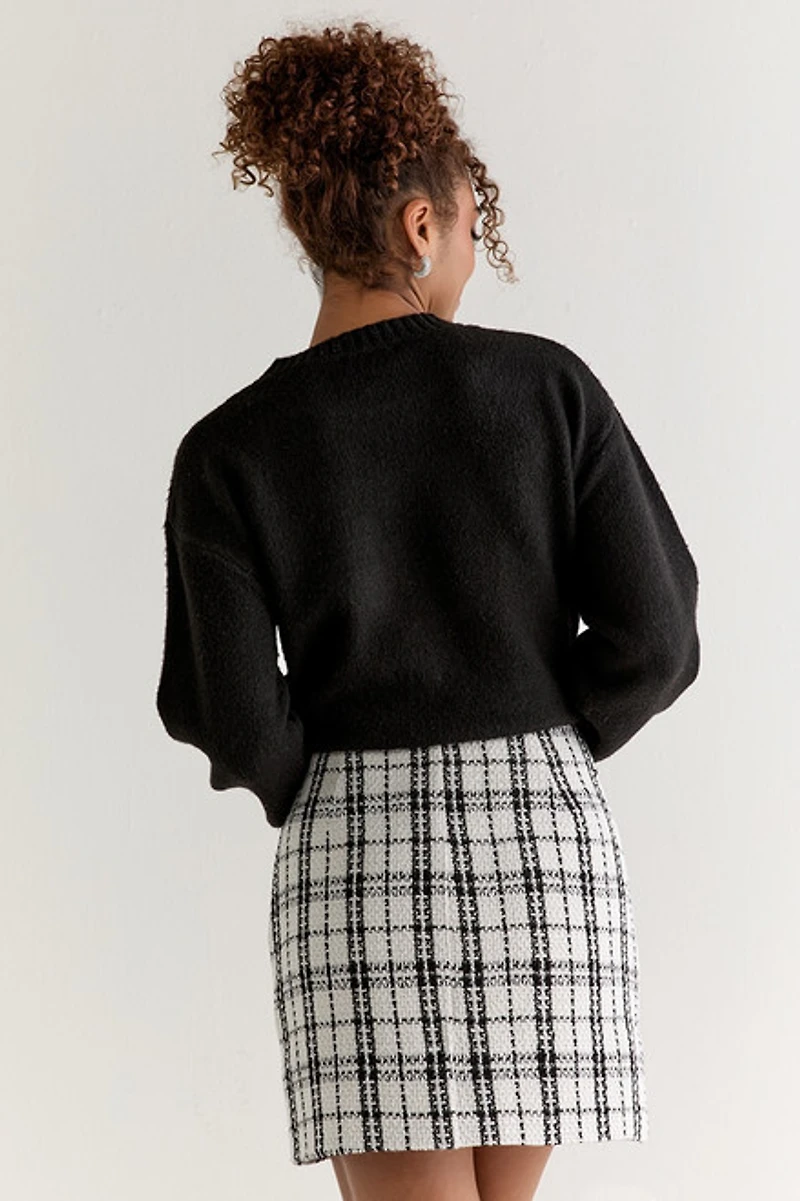 Gale Black And White Plaid Mini Skirt