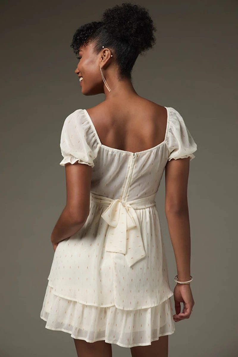 Kaitlin Bow Back Lurex Tiered Mini Dress