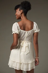 Kaitlin Bow Back Lurex Tiered Mini Dress