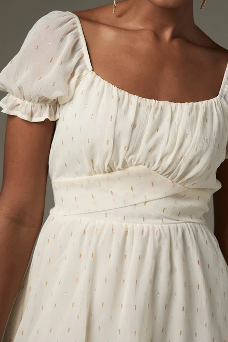 Kaitlin Bow Back Lurex Tiered Mini Dress