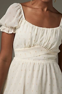 Kaitlin Bow Back Lurex Tiered Mini Dress
