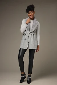 Julia Sleeveless Faux Fur Collar Cardigan