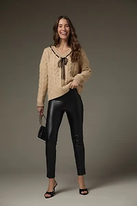 Tara Lace Ribbon Cable Knit Pullover Sweater