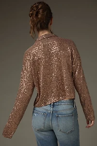 Alex Long Sleeve Sequin Button Down Top