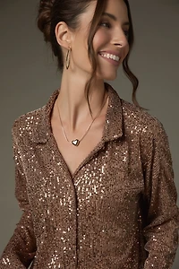 Alex Long Sleeve Sequin Button Down Top