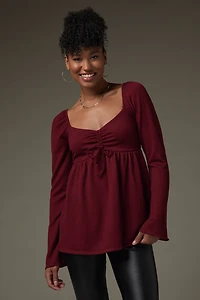 Rachael Cinched Front Rib Knit Blouse