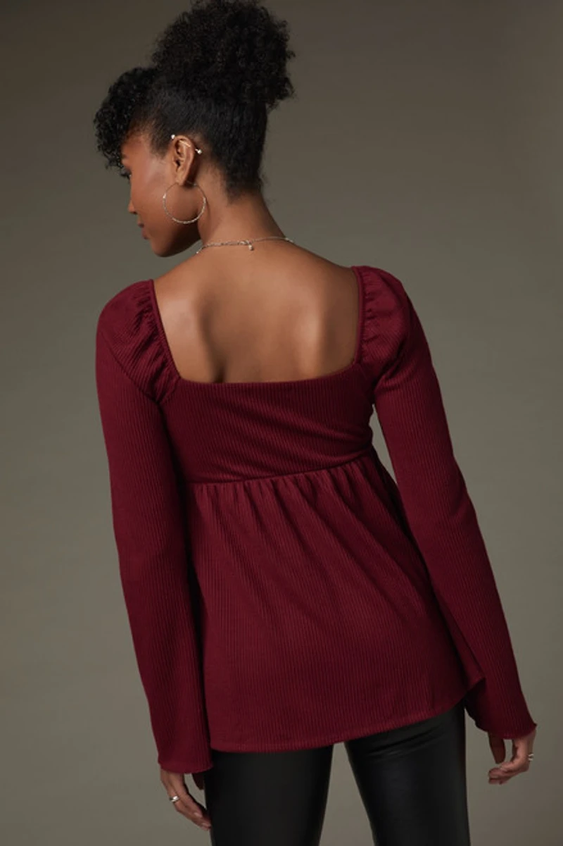 Rachael Cinched Front Rib Knit Blouse