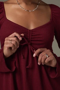 Rachael Cinched Front Rib Knit Blouse