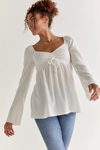 Rachael Cinched Front Rib Knit Blouse