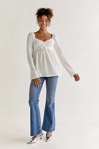 Rachael Cinched Front Rib Knit Blouse