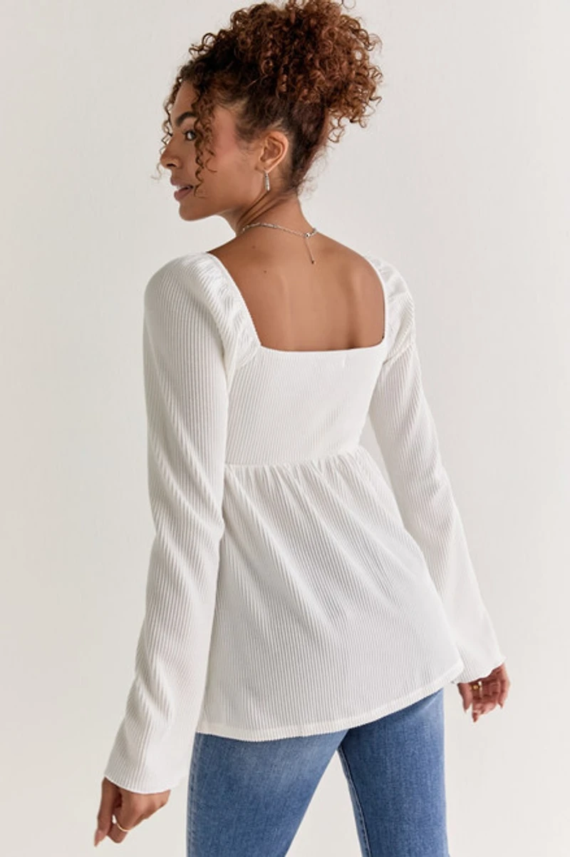 Rachael Cinched Front Rib Knit Blouse