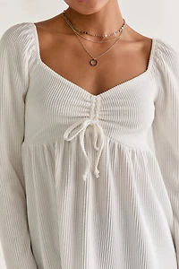 Rachael Cinched Front Rib Knit Blouse