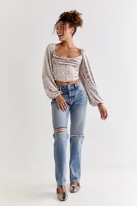 Tisha Corset Velvet Long Sleeve Blouse