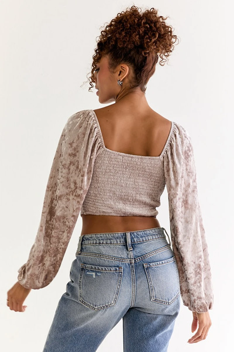 Tisha Corset Velvet Long Sleeve Blouse
