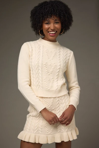 Lucy Mock Neck Heart Cable Pullover Sweater