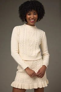 Lucy Mock Neck Heart Cable Pullover Sweater