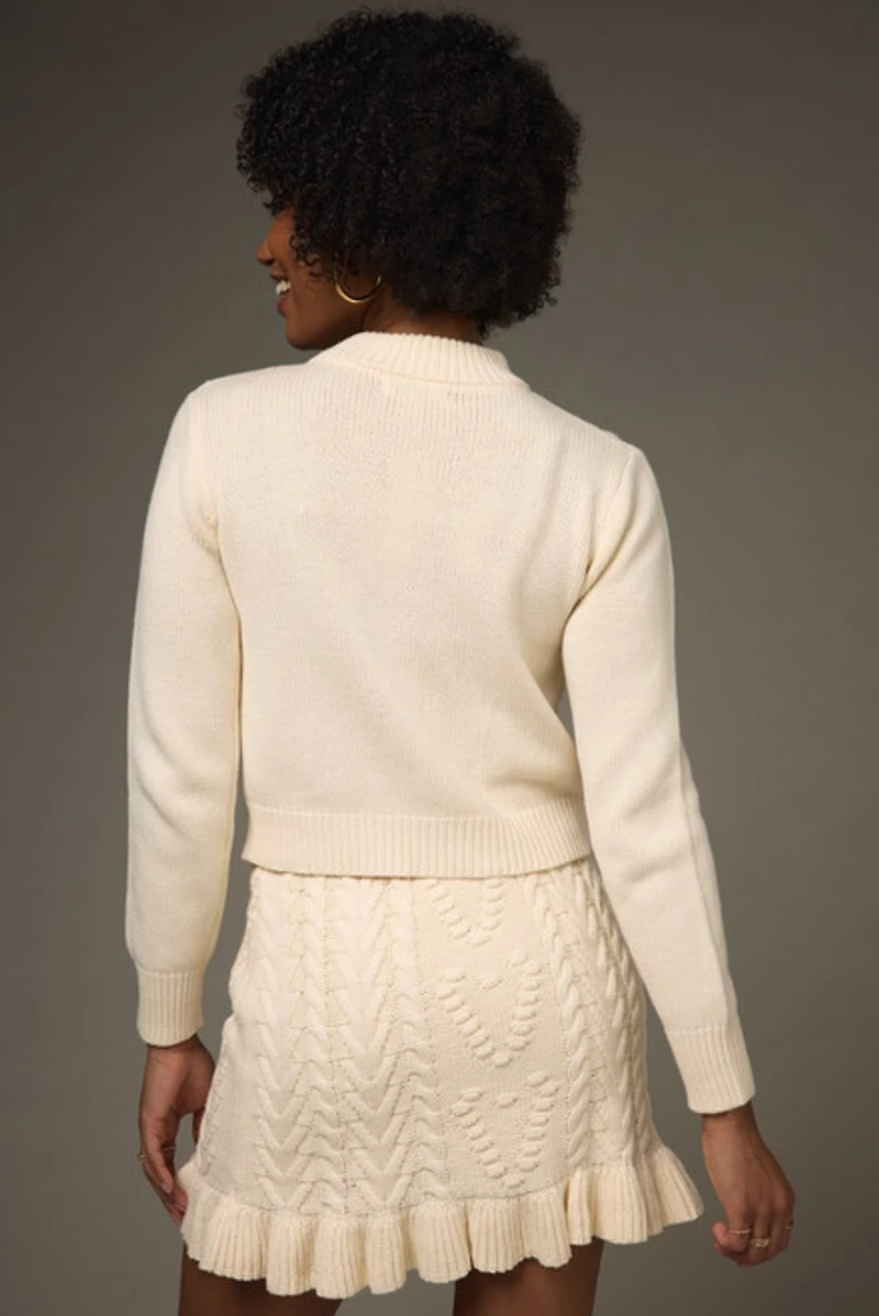 Lucy Mock Neck Heart Cable Pullover Sweater
