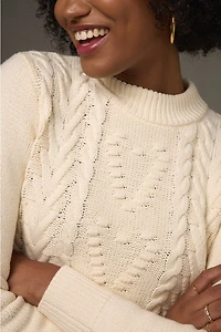 Lucy Mock Neck Heart Cable Pullover Sweater