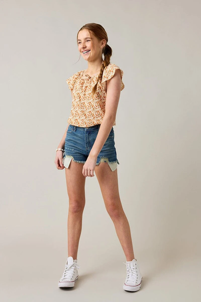 Hello Franki Short Sleeve Floral Top for girls
