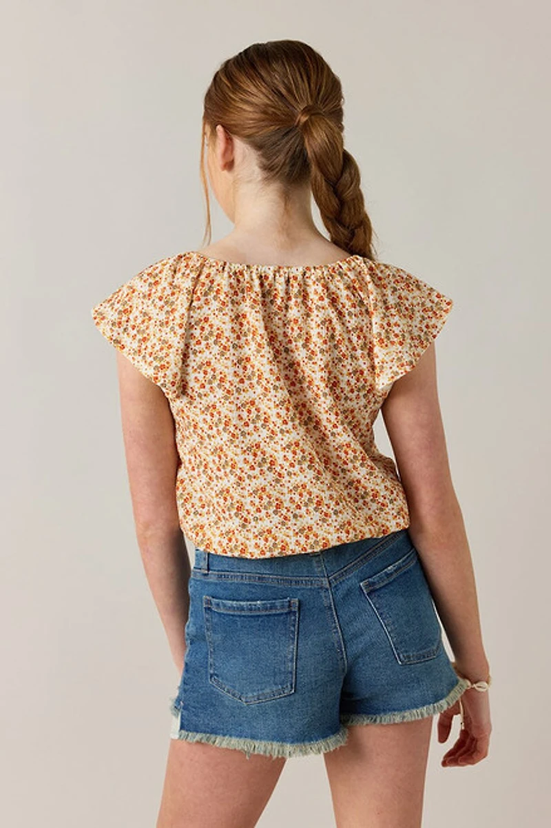 Hello Franki Short Sleeve Floral Top for girls
