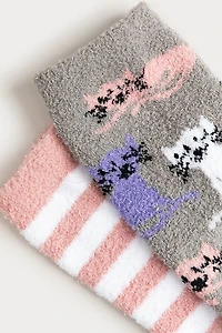 Hello Franki Kitty Cats Cozy Mid-Cut Socks 2- Pack for girls