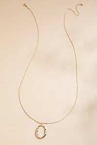 Kelly Textured Oval With Pearl Pendant Necklace