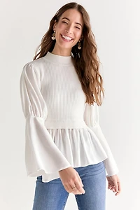 Sallie Mock Neck Twofer Blouse