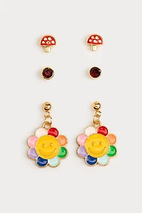 Hello Franki Smiley Mushroom And Stud Trio for girls