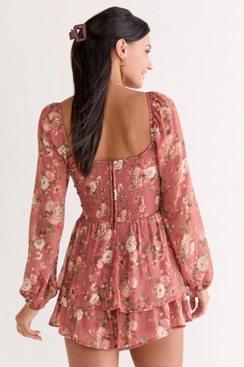 Reese Long Sleeve Floral Romper