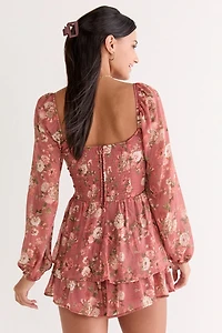 Reese Long Sleeve Floral Romper
