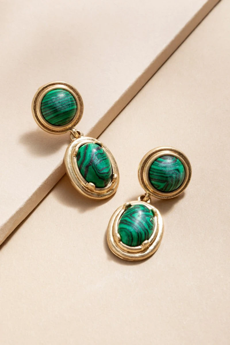 Nicole Malachite Double Drop Earrings