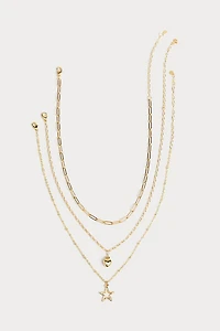 Hello Franki Heart & Chain Gold Necklace Set for girls