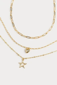 Hello Franki Heart & Chain Gold Necklace Set for girls