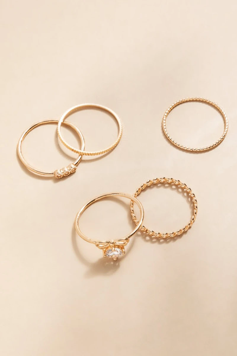 Tine Mixed Style Gold Ring Set