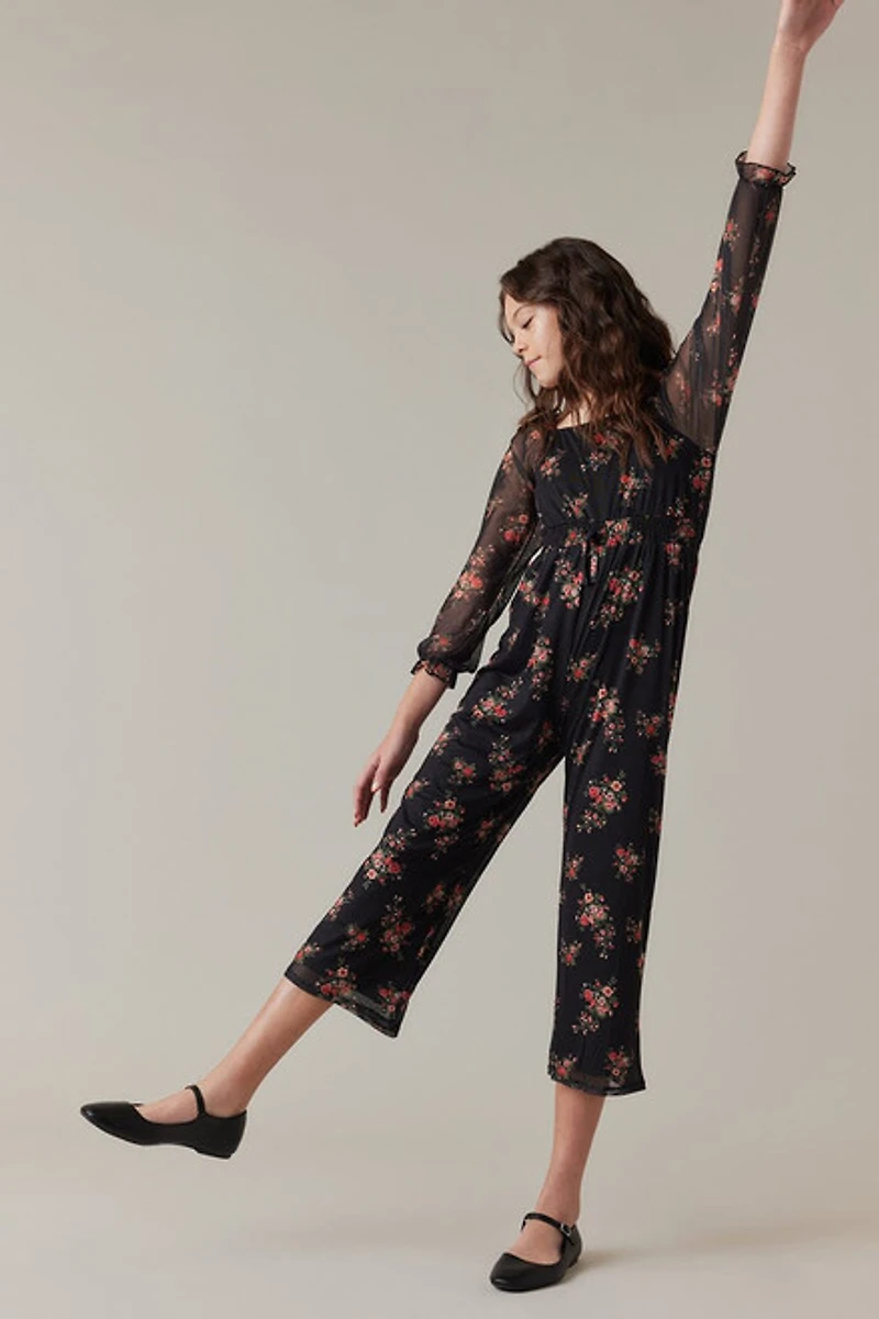 Hello Franki Floral Smocked Back Jumpsuit for girls