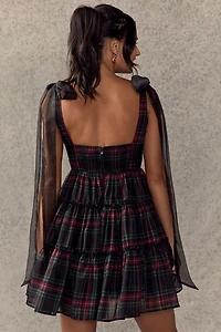Alana Ruffle Tiered Plaid Mini Dress