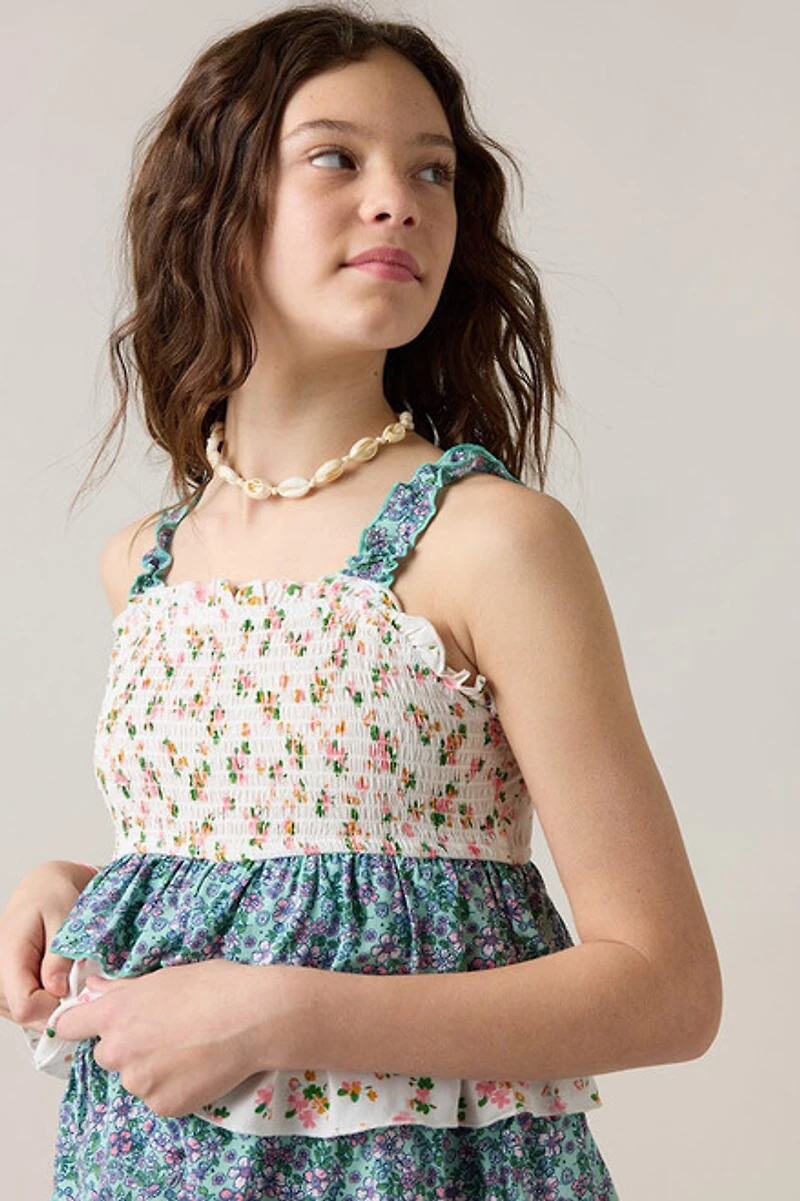 Hello Franki Sleeveless Floral Tiered Top for girls