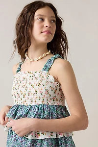 Hello Franki Sleeveless Floral Tiered Top for girls