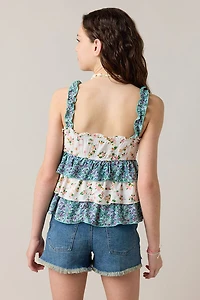 Hello Franki Sleeveless Floral Tiered Top for girls