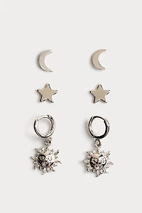 Hello Franki Sun Star And Moon Earring Trio for girls