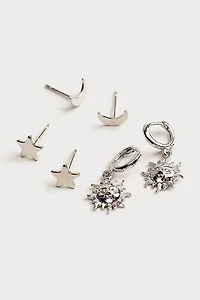 Hello Franki Sun Star And Moon Earring Trio for girls