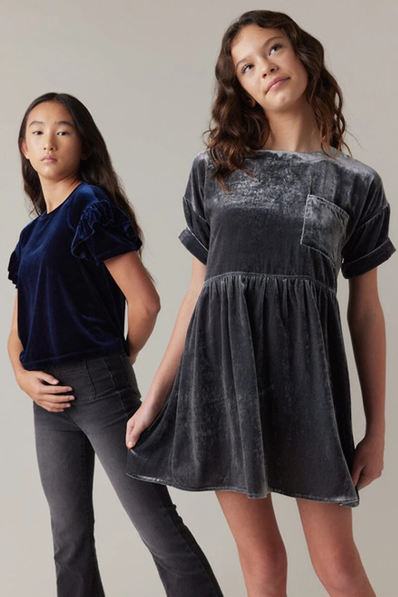 Hello Franki Oversized Velvet T-Shirt Dress for girls